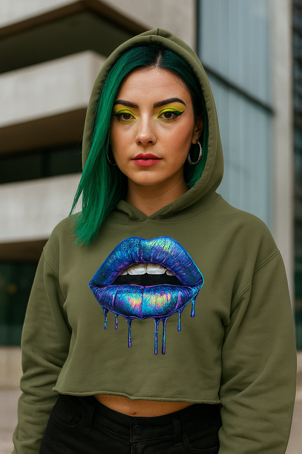 2YK Lips Crop Hoodie 2ykh03