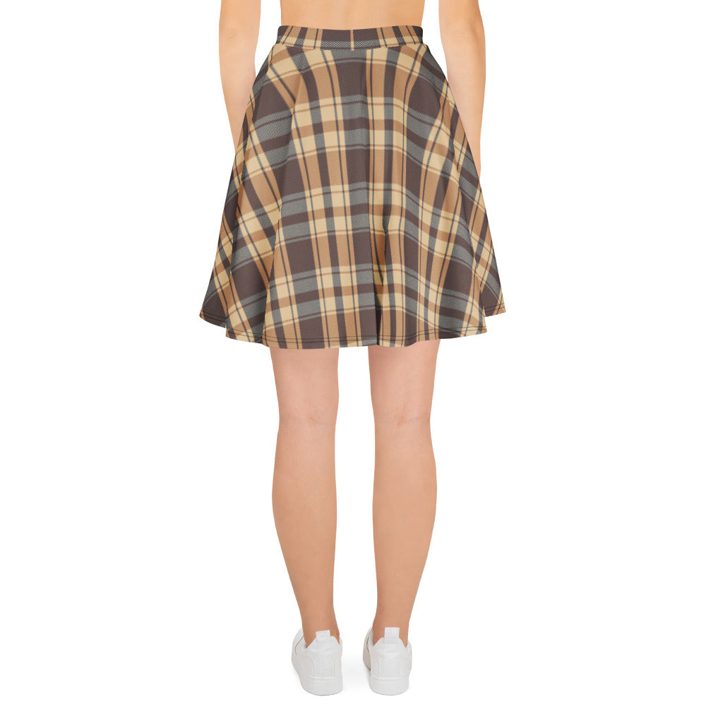 close-up of plaid pattern femboy style skirt back