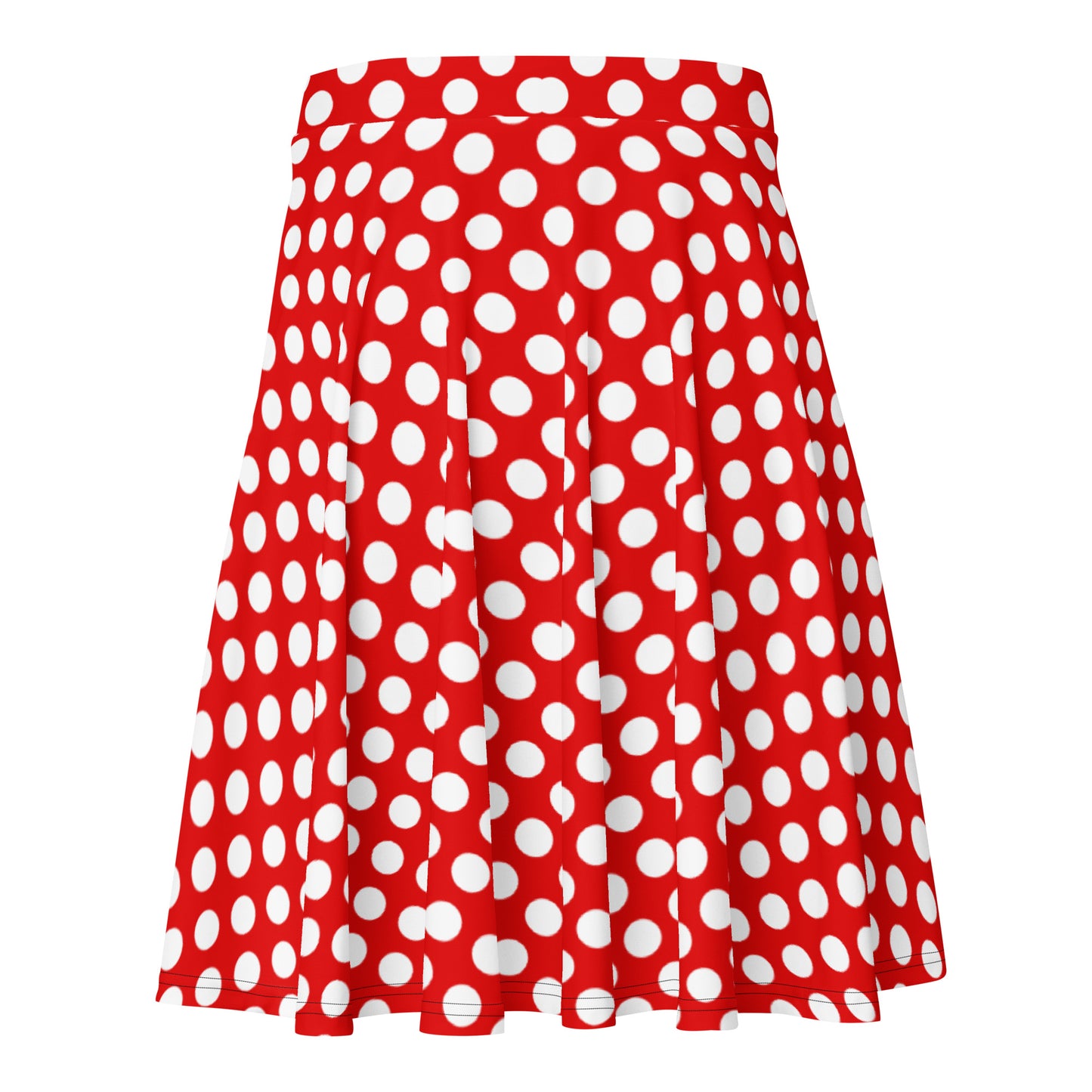 skirt flowing in motion with polka dot pattern