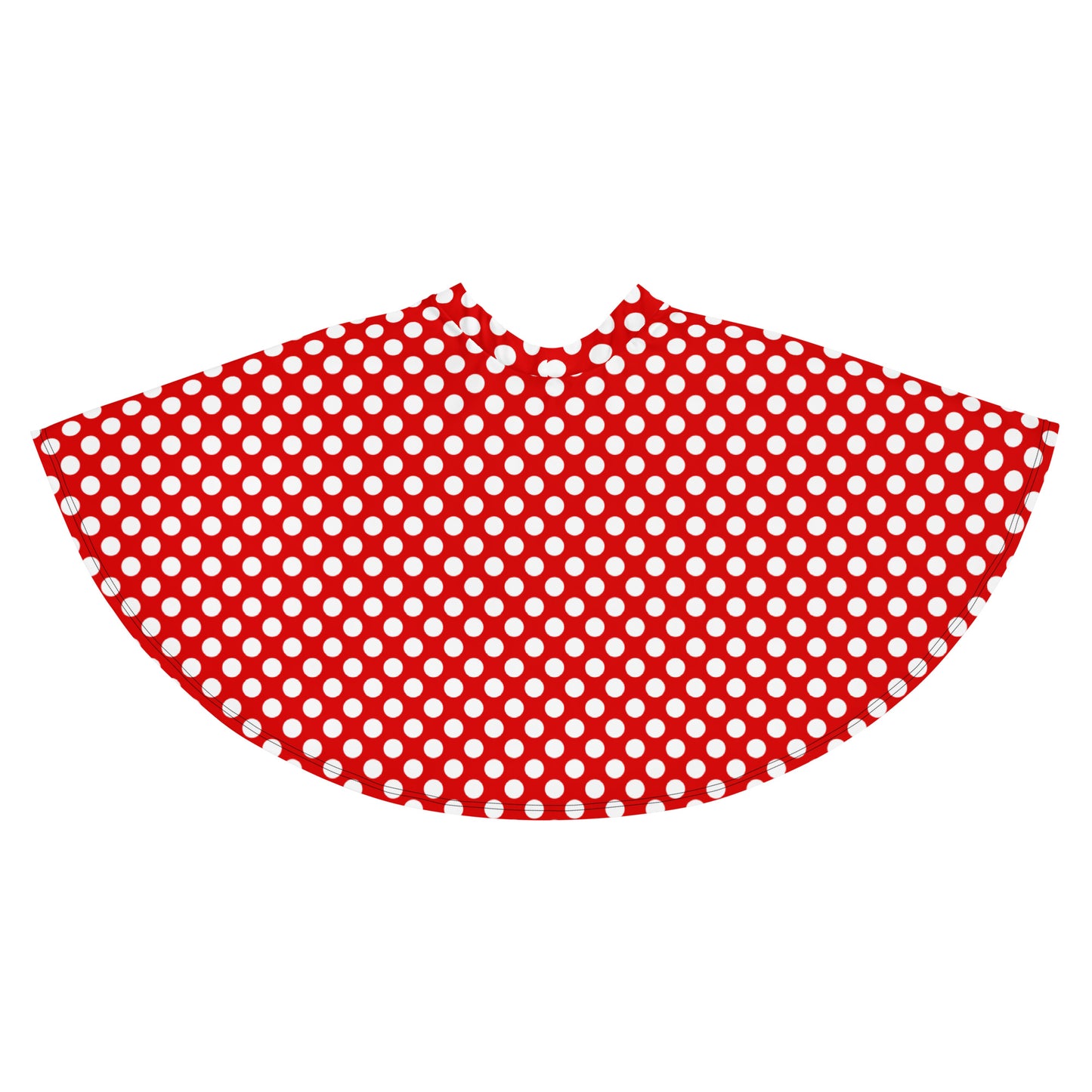 close-up of fabric and waistband of polka dot skirt