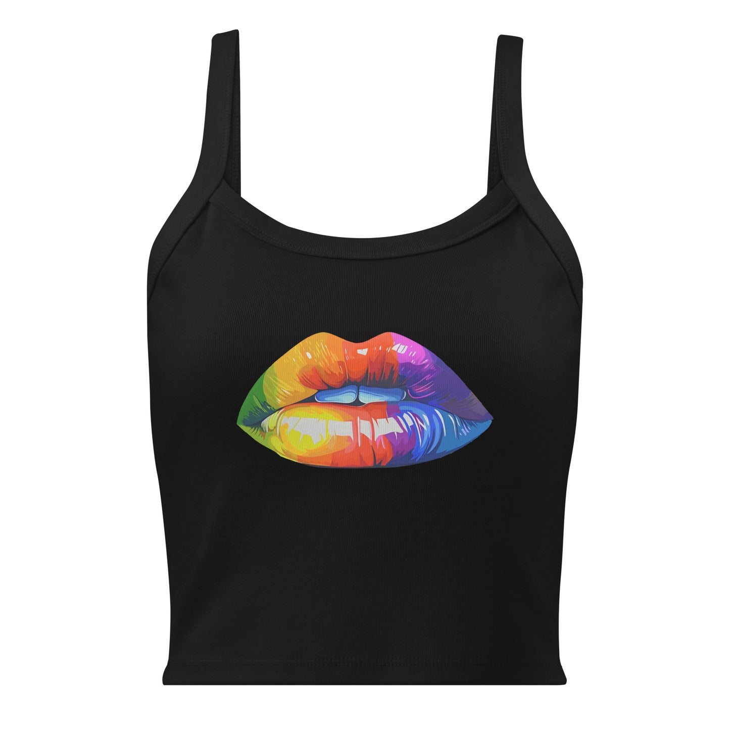 queer aesthetic rainbow lips tank top side angle