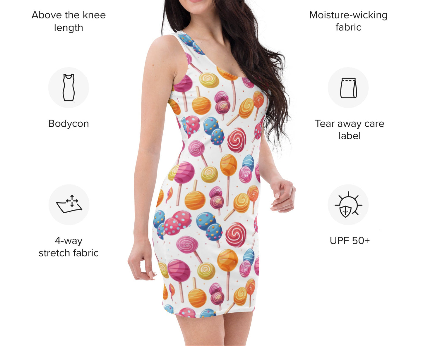 unisex bodycon dress colorful candy print gender-free