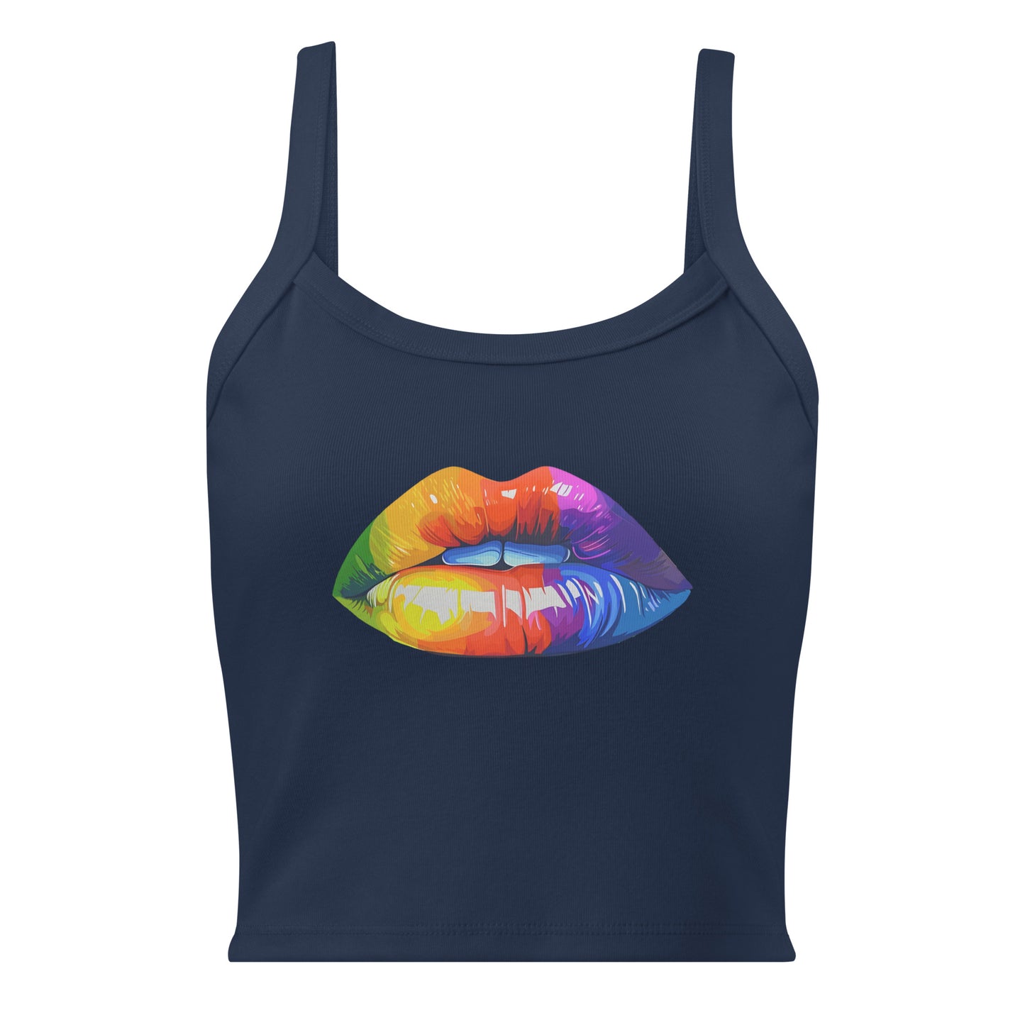 gender neutral crop tank top rainbow lips print