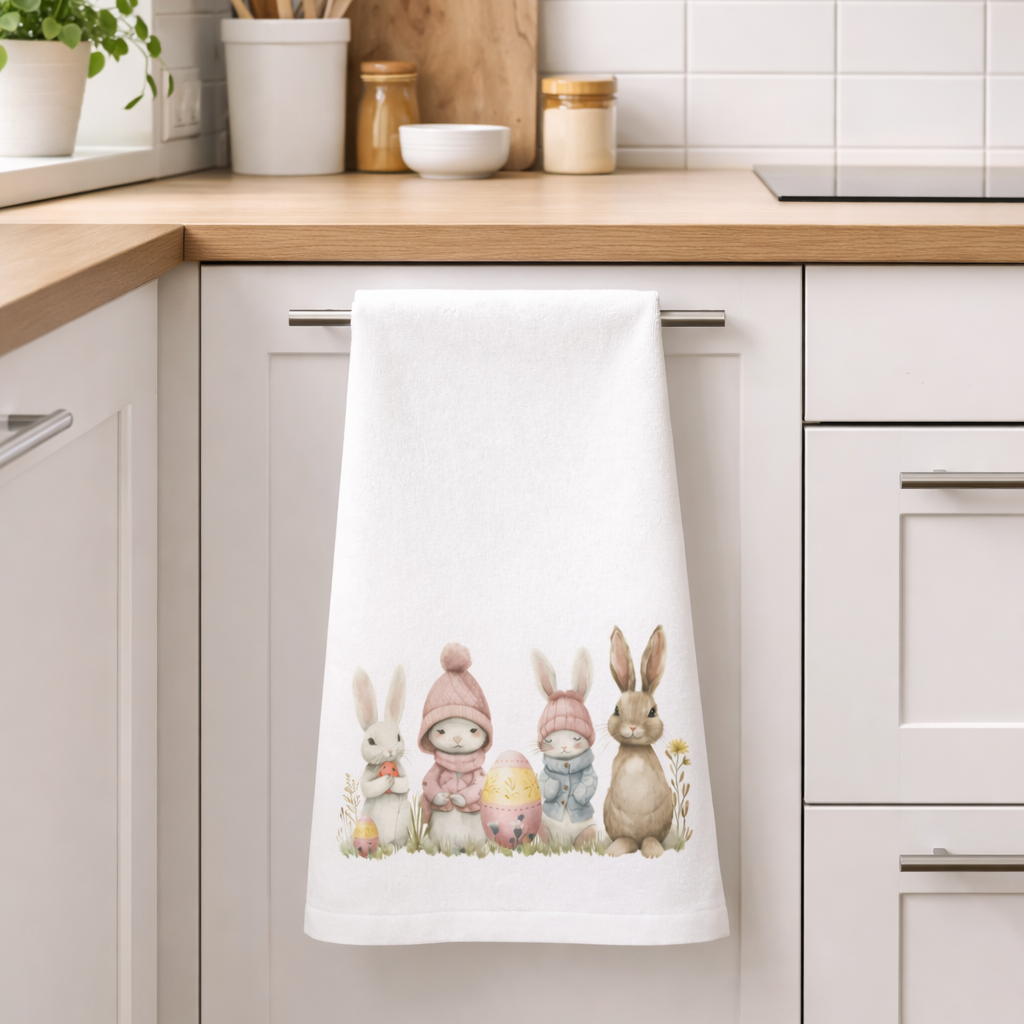 Cute Easter Bunnies Kitchen Tea Towel EAHT10
