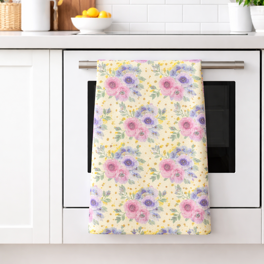 Yellow Floral Kitchen Tea Towel ESHT013