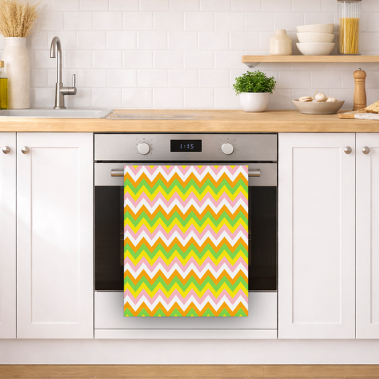 Colorful Easter Chevron Kitchen Tea Towel ESHT51