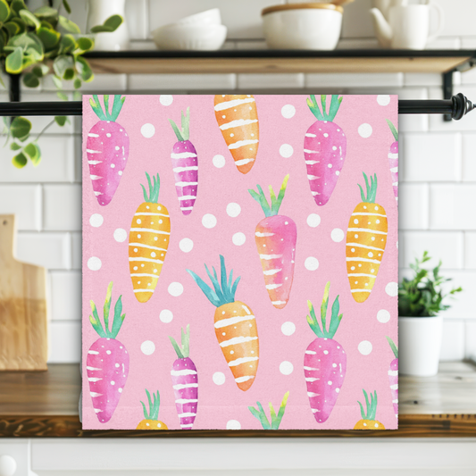 Pink Easter Carrot Kitchen Towel ESHT73