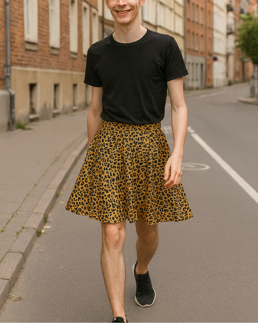 unisex femboy leopard print skater skirt
