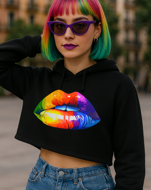 2YK Rainbow Lips Crop Hoodie 2ykh04