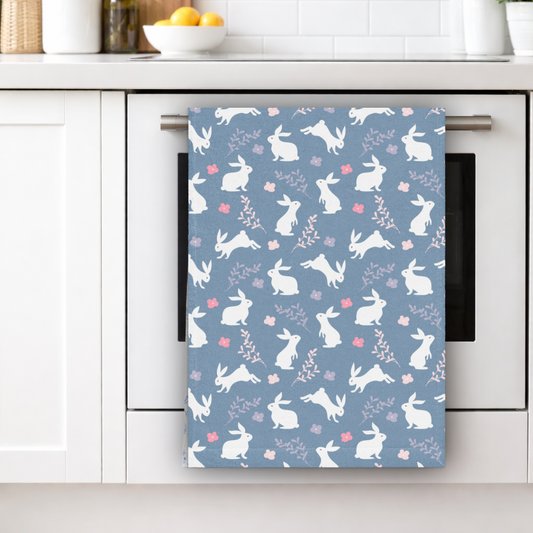 Blue Easter Bunny Kitchen Tea Towel ESHT42
