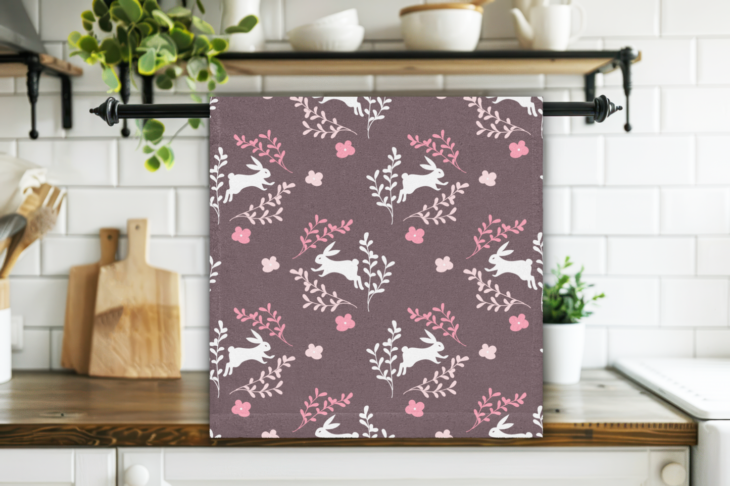 Neutral Easter Bunny Kitchen Tea Towel ESHT41