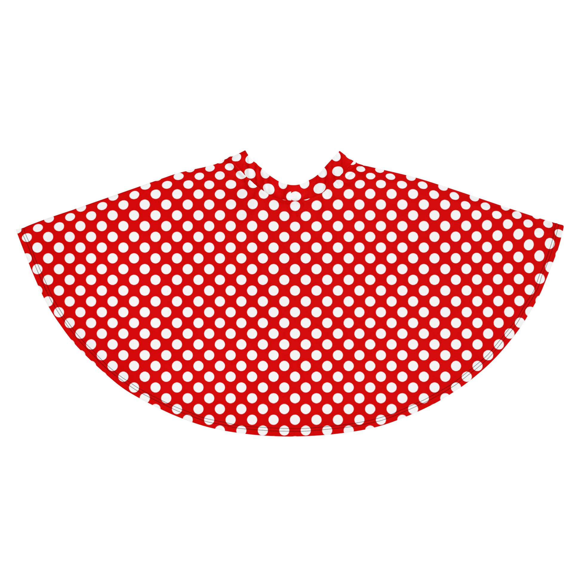 close-up of fabric and waistband of polka dot skirt