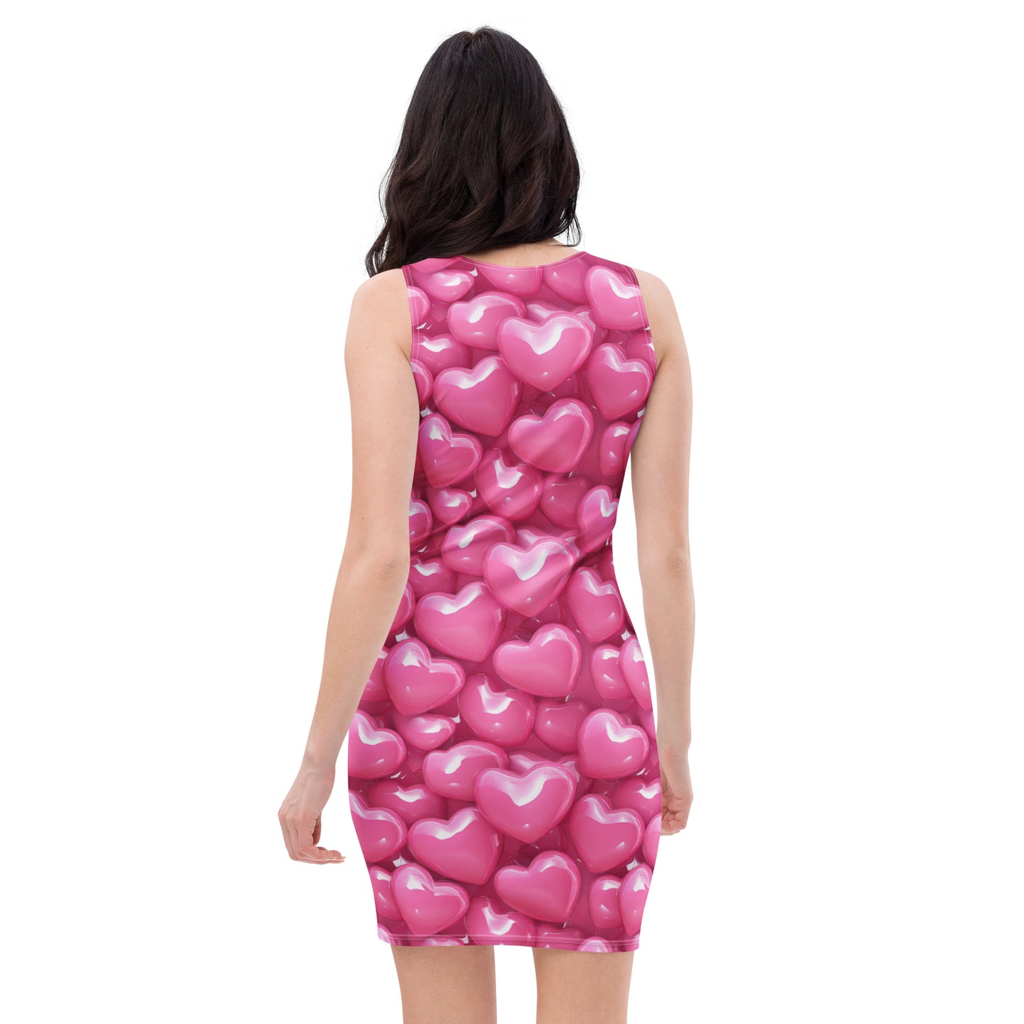 Femboy pink hearts dress back view