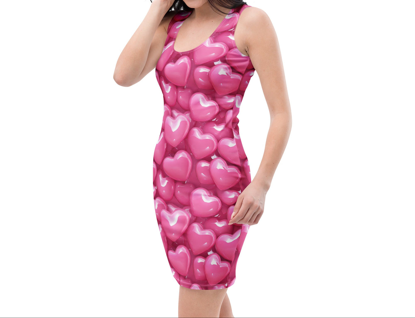 Femboy pink hearts dress for valentine's day party