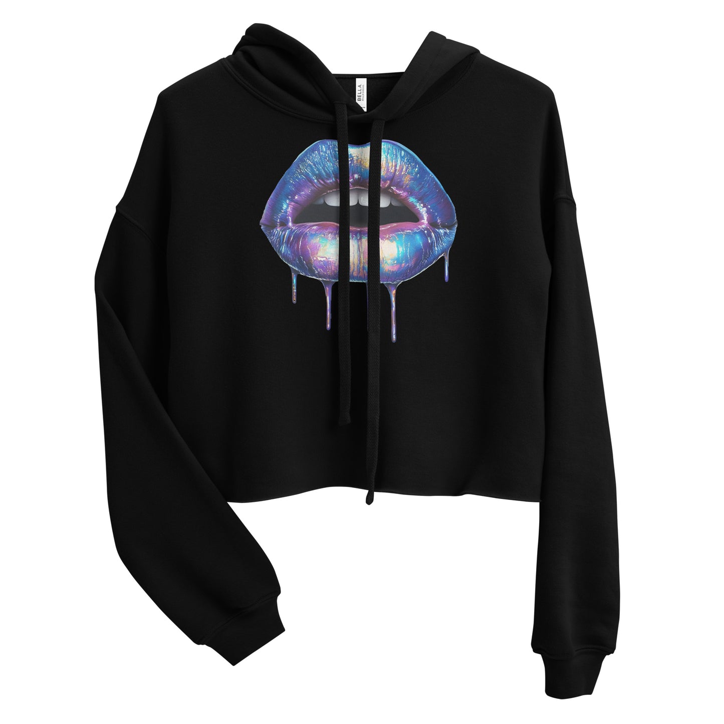iridescent lips crop hoodie streetwear aesthetic angle