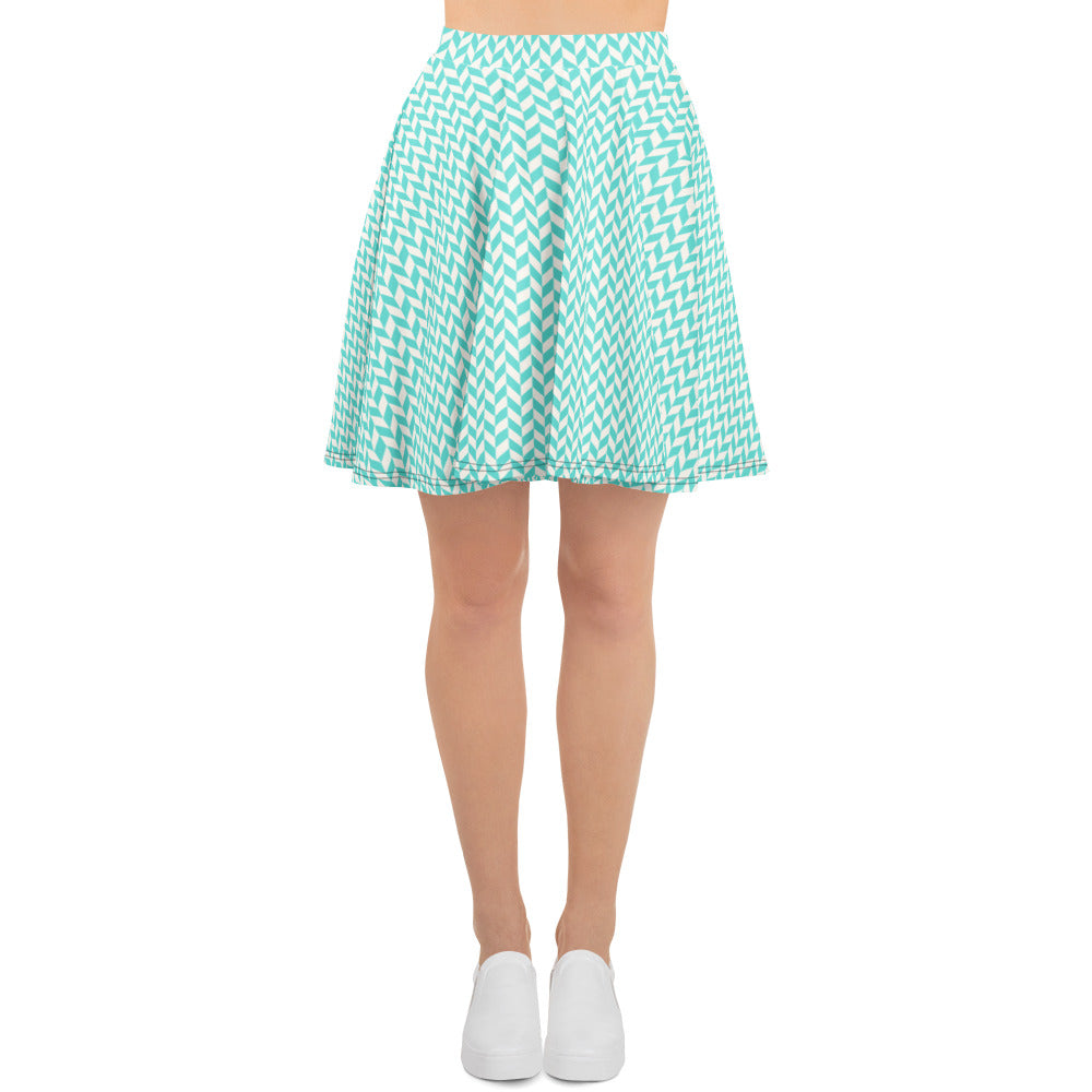 pastel mint herringbone pattern skirt front view
