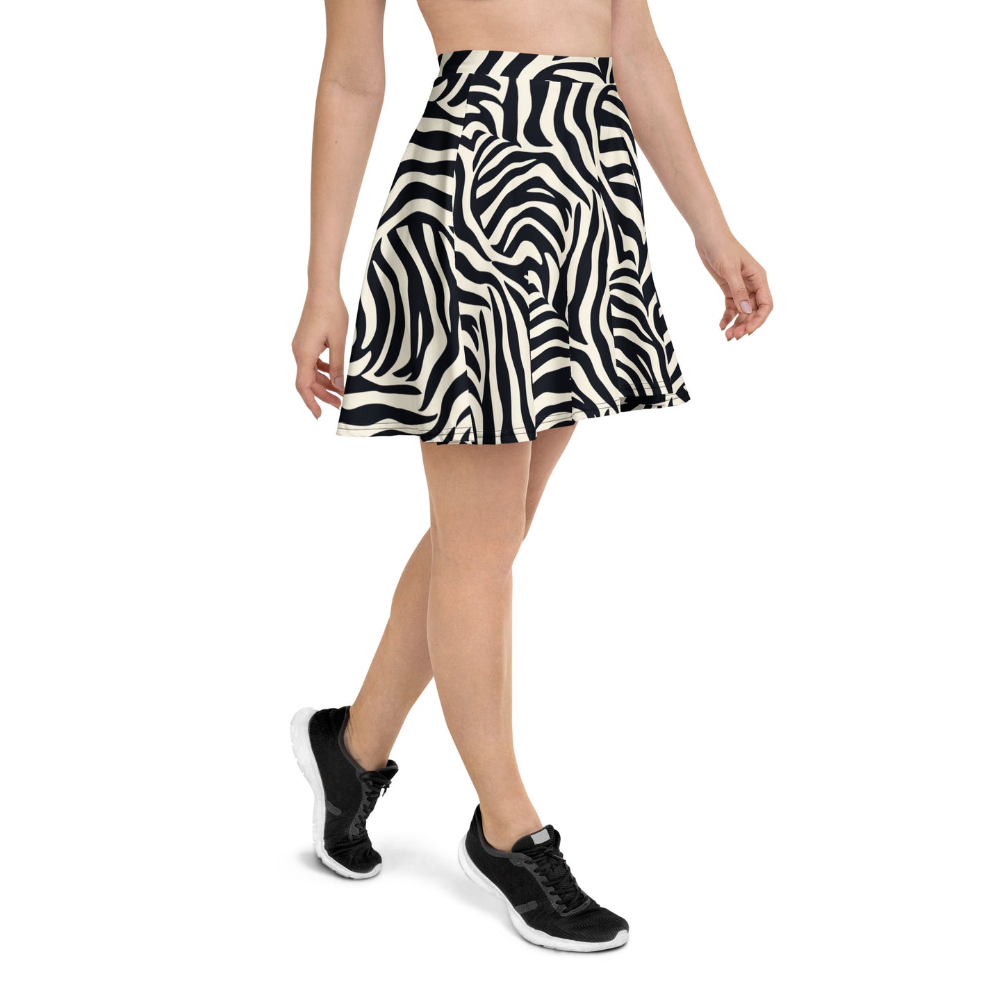 gender-neutral zebra skirt with sneakers