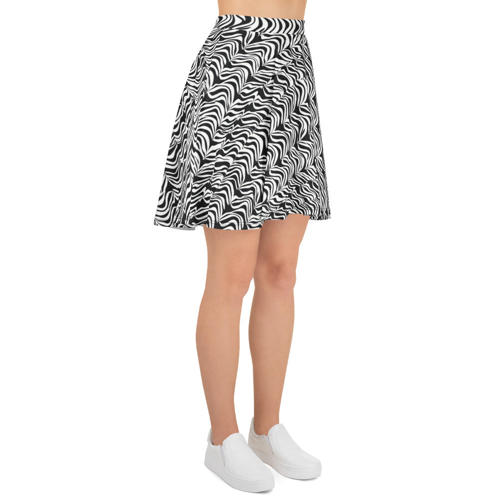 unisex femboy skirt black white print closeup
