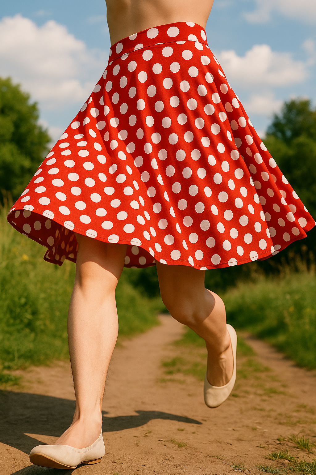 femboy polka dot skater skirt front view