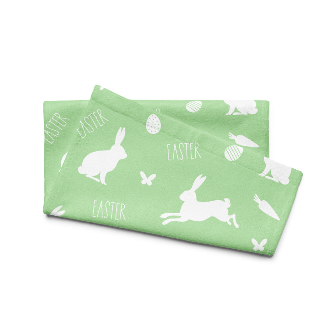 Green Easter Bunny Kitchen Tea Towel EAHT13