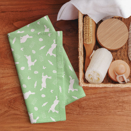 Green Easter Bunny Pattern Kitchen Tea Towel EAHT14