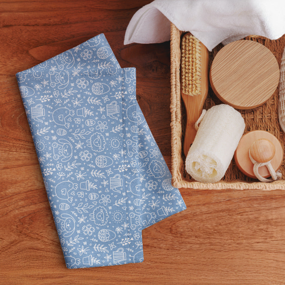 Blue Easter Doodle Kitchen Tea Towel ESHT31