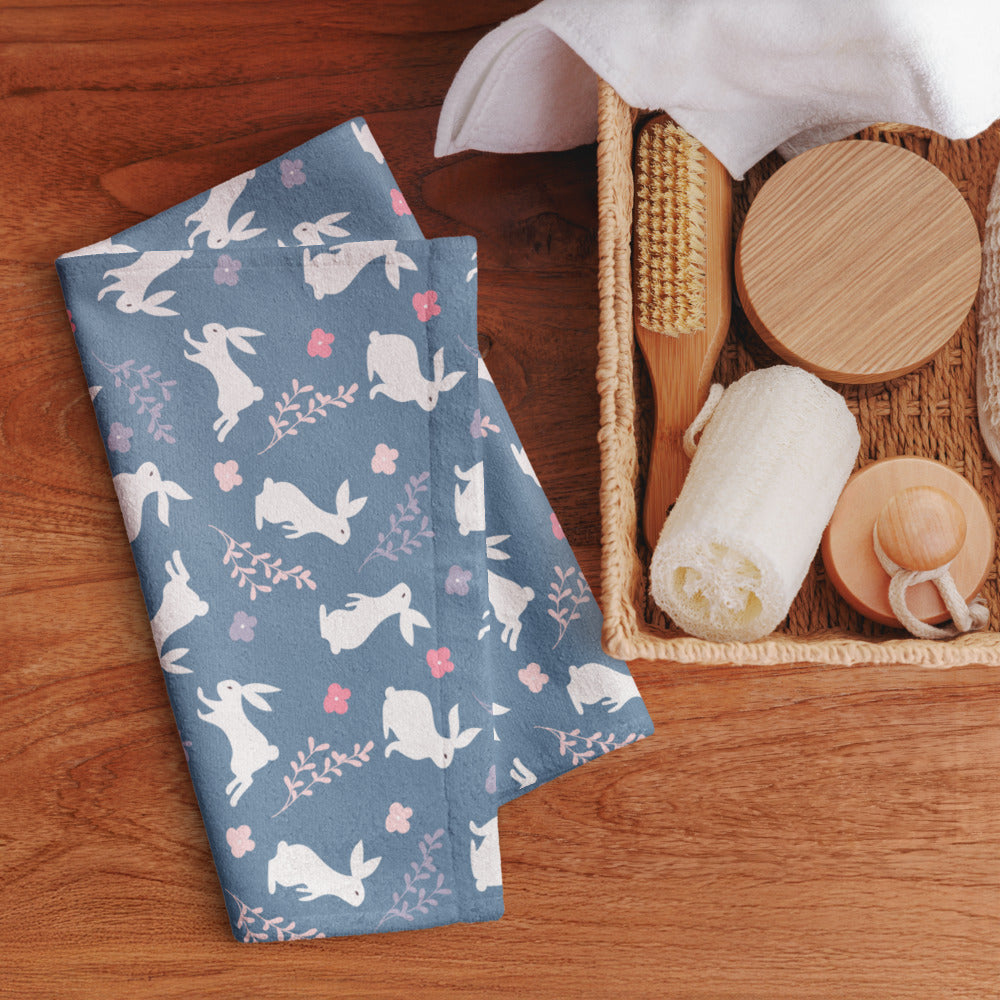 Blue Easter Bunny Kitchen Tea Towel ESHT42