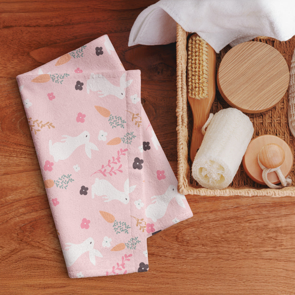 Pink Easter Bunny Kitchen Tea Towel ESHT44