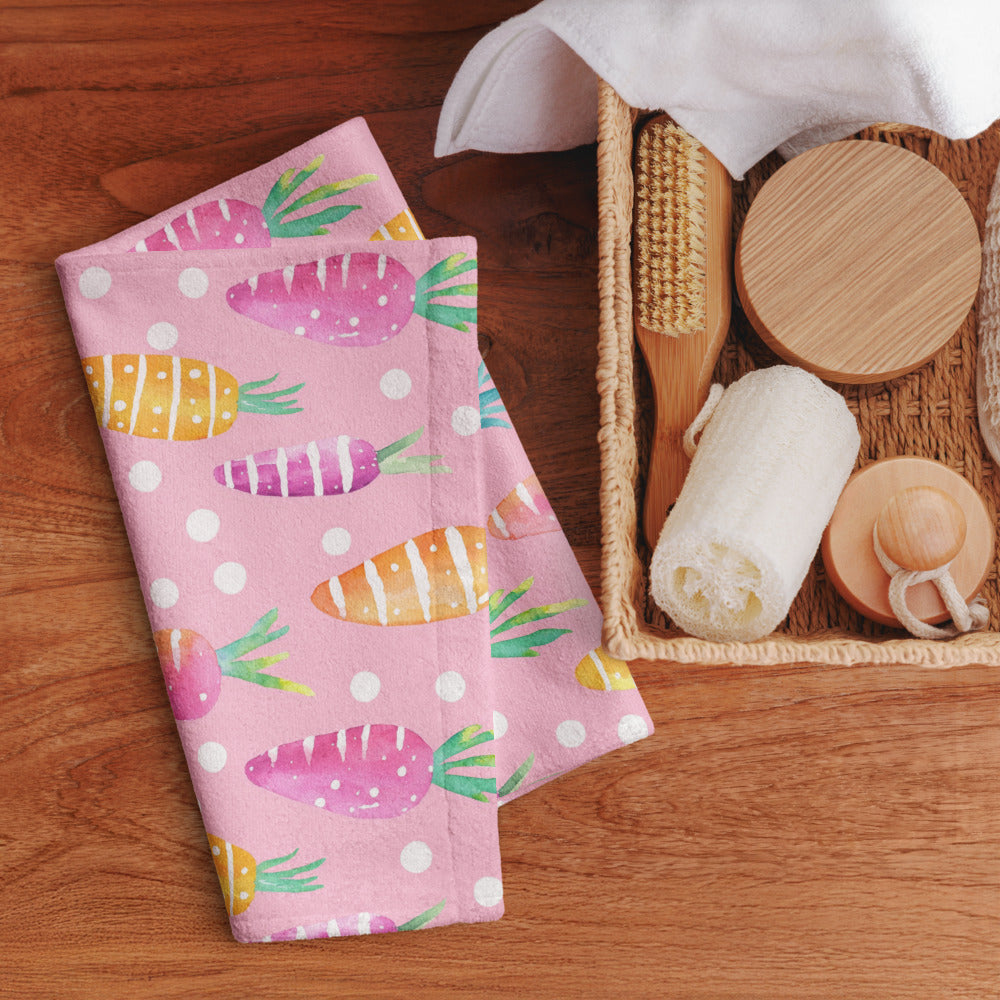 Pink Easter Carrot Kitchen Towel ESHT73