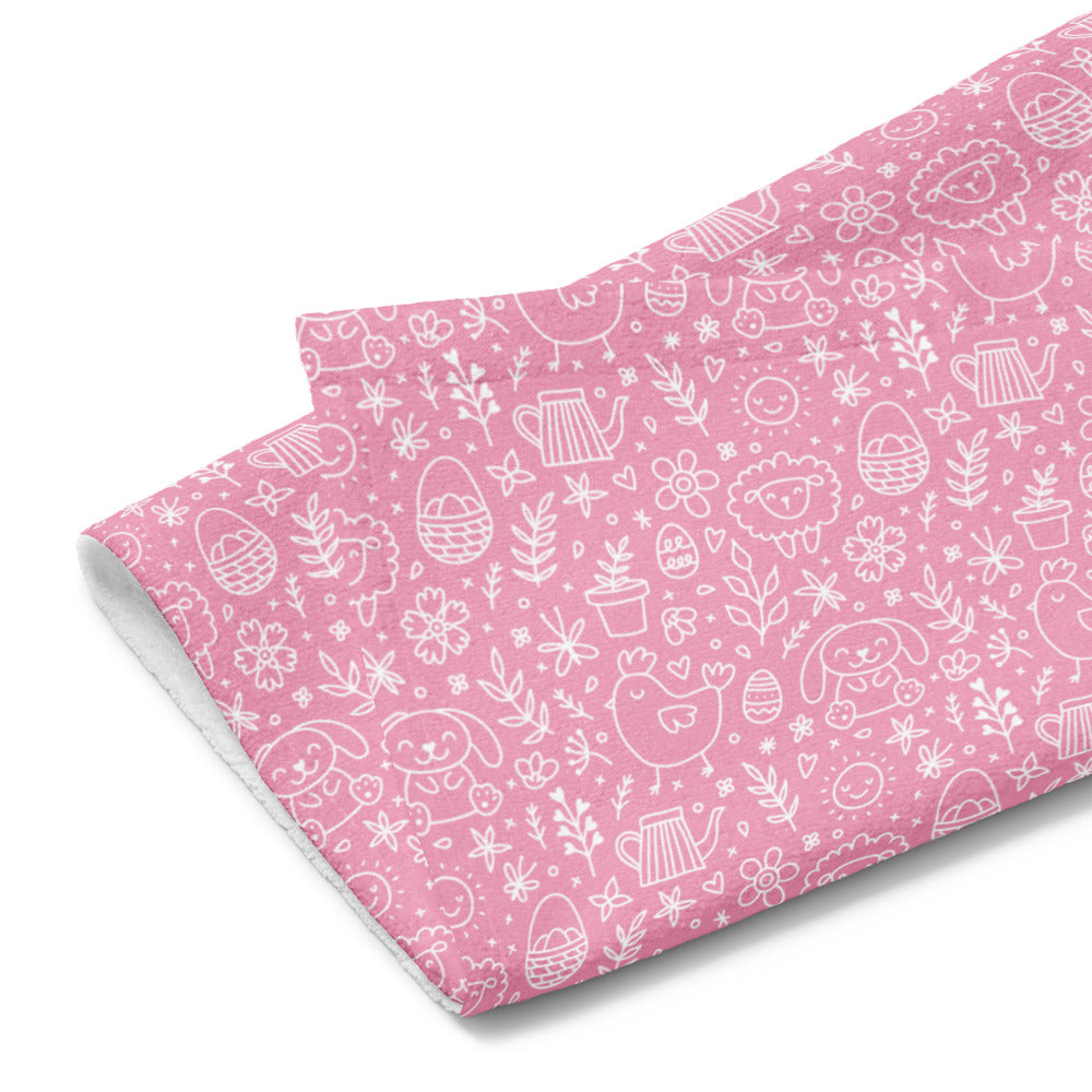 Pink Easter Doodle Kitchen Tea Towel ESHT33