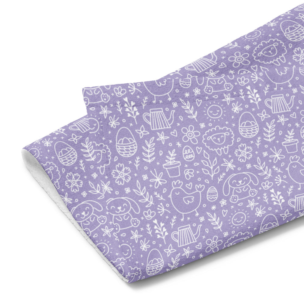 Lavender Easter Doodle Kitchen Tea Towel ESHT34