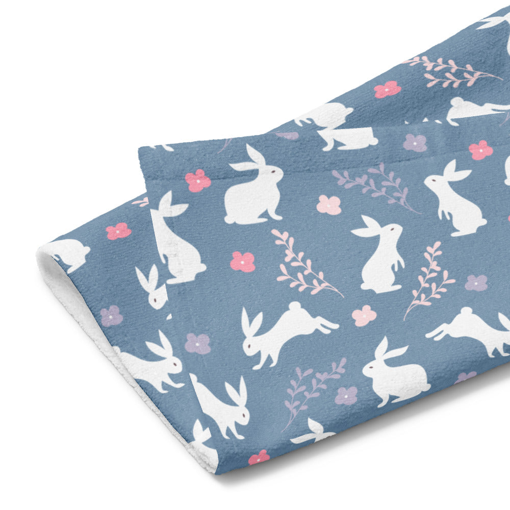 Blue Easter Bunny Kitchen Tea Towel ESHT42