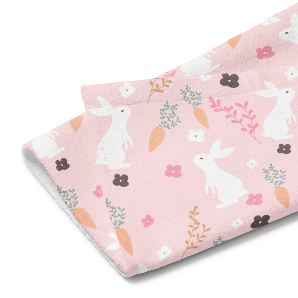 Pink Easter Bunny Kitchen Tea Towel ESHT44