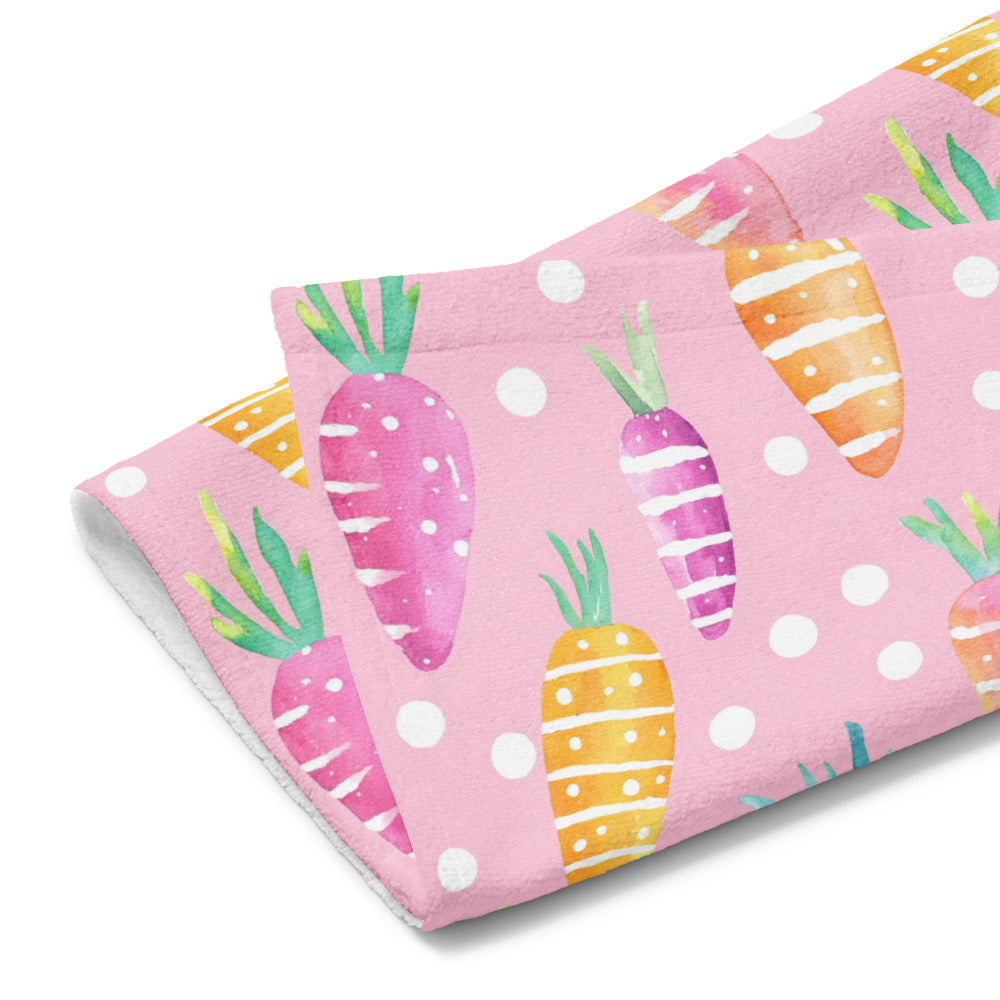 Pink Easter Carrot Kitchen Towel ESHT73