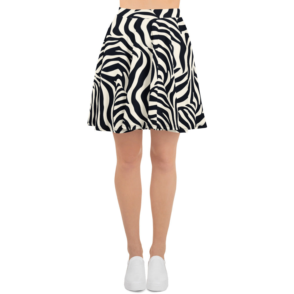 black and white zebra pattern mini skirt