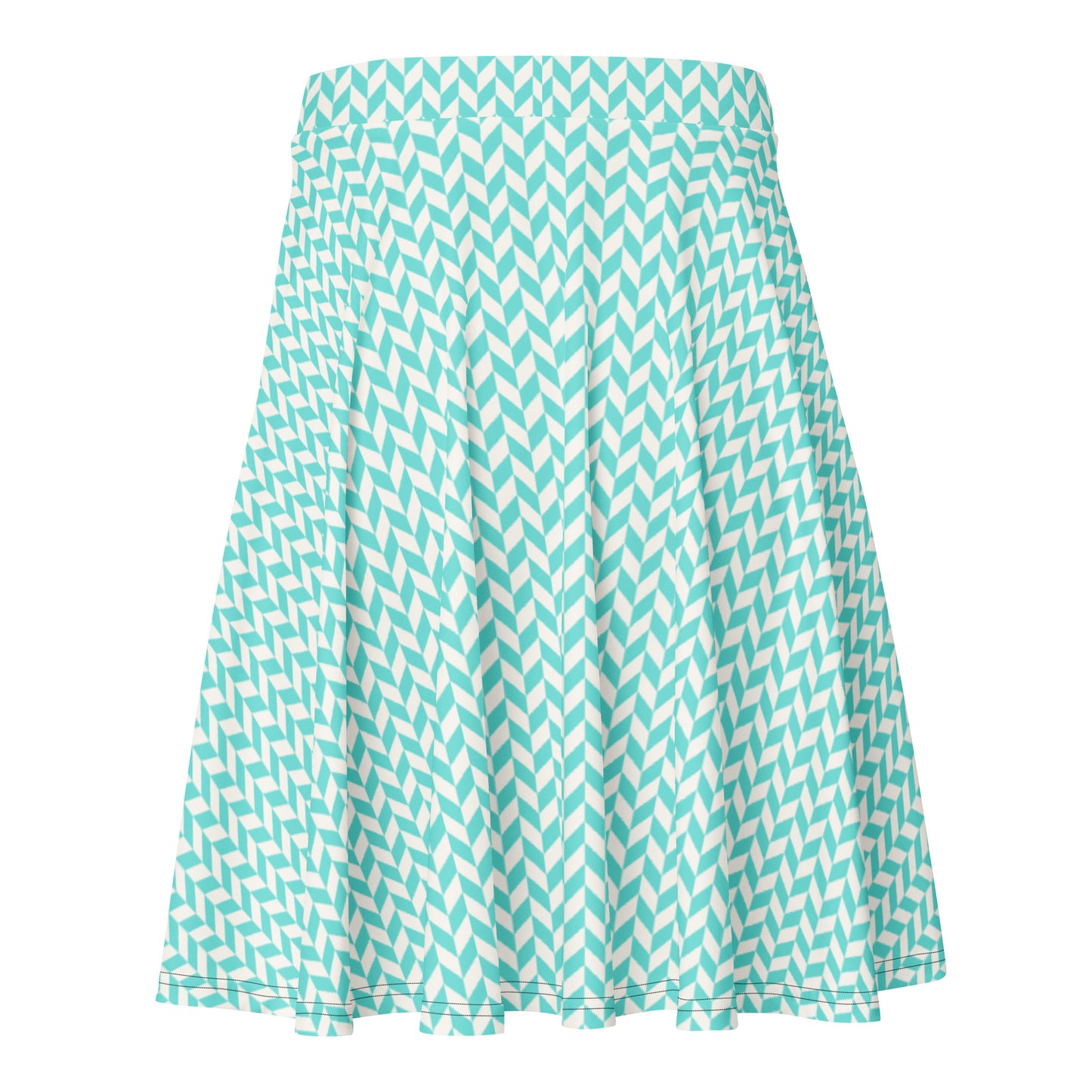 gender-neutral skater skirt mint herringbone geometry print