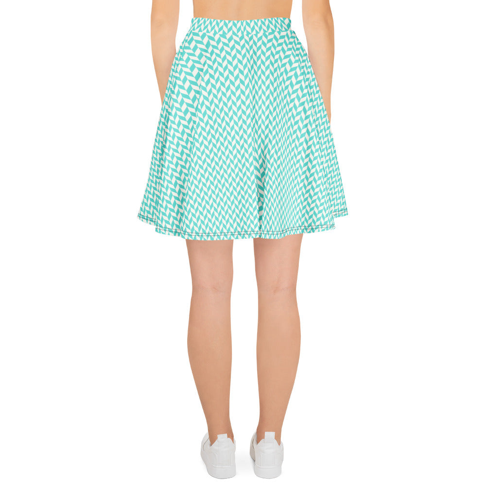soft pastel herringbone print skirt styled with crop top