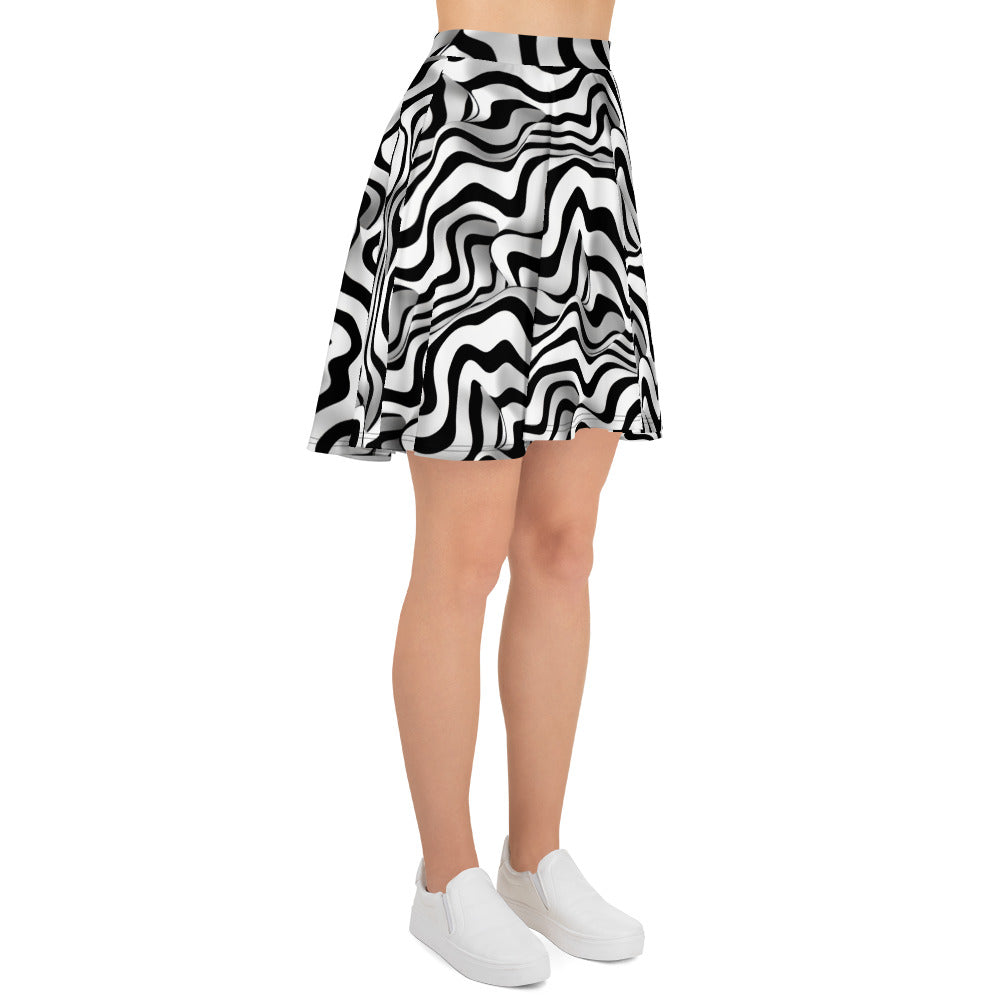 gender-inclusive geometric print skater skirt everyday style